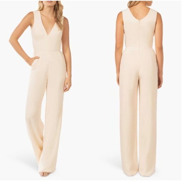 DRESS THE POPULATION Sandra Jumpsuit in Cream Size X-Large - Picture 1 of 13